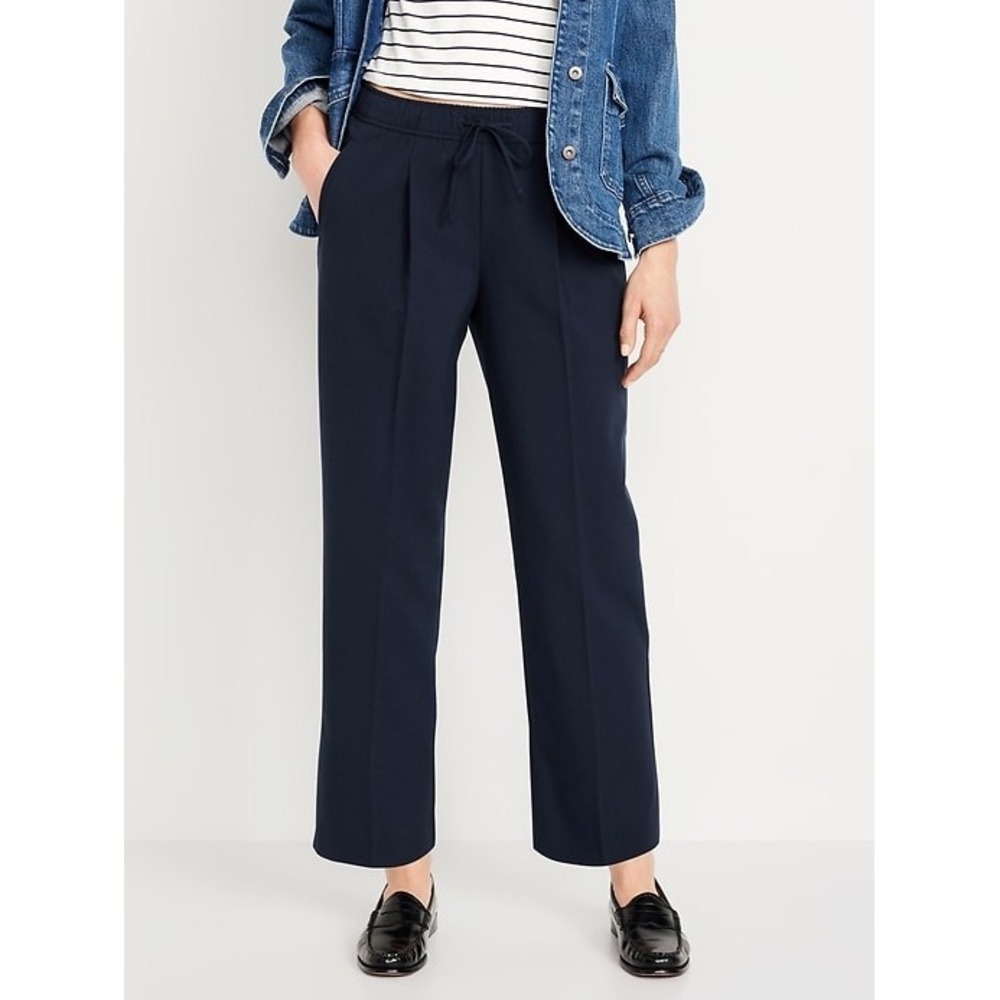 Old Navy High Rise Billie Navy Trouser S comfort waistband elastic like Athleta